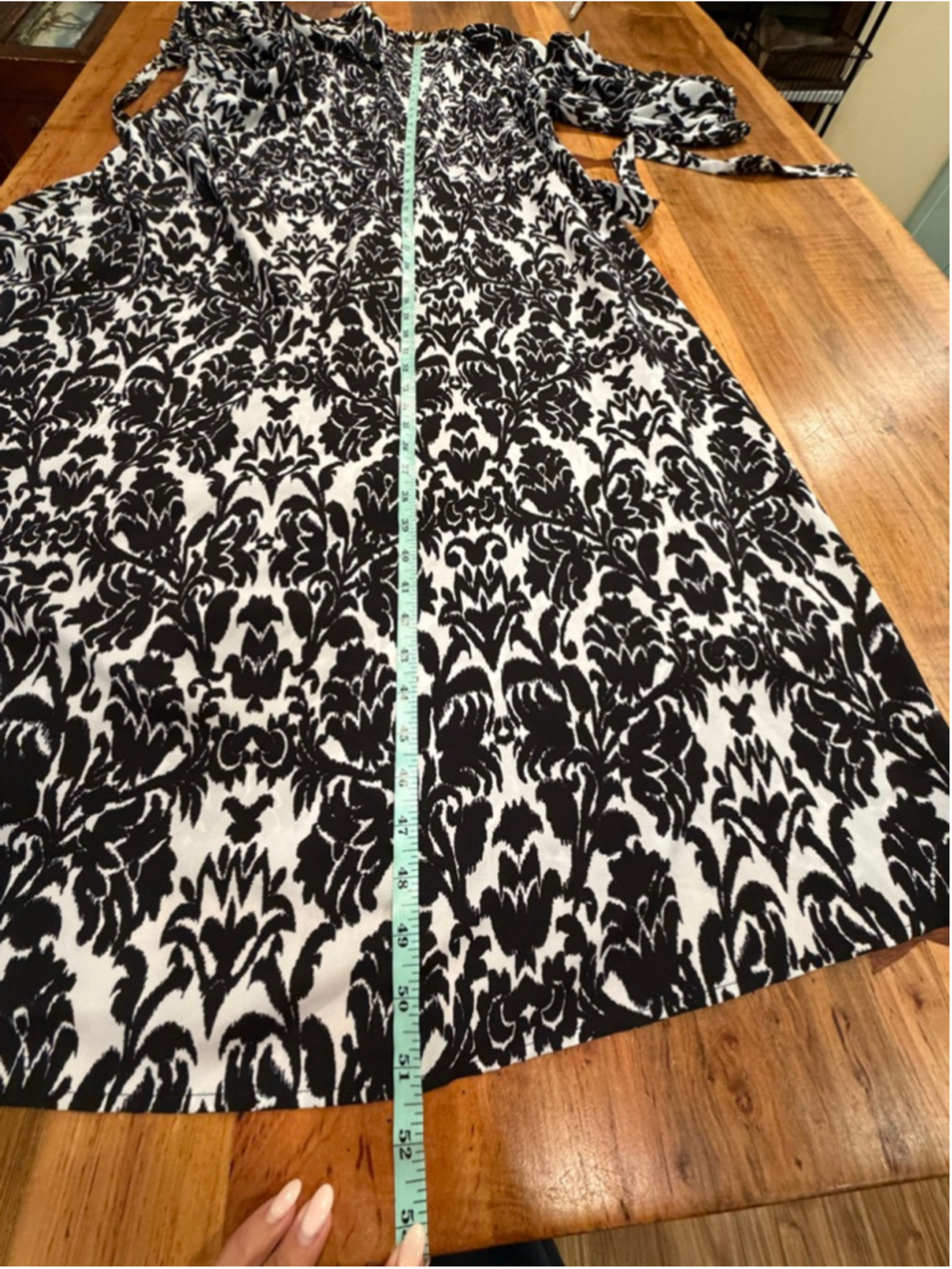 Emma & Michele Maxi Dress 3X Damask Print Black White Long Sleeve Shirt Dress - Picture 11 of 11